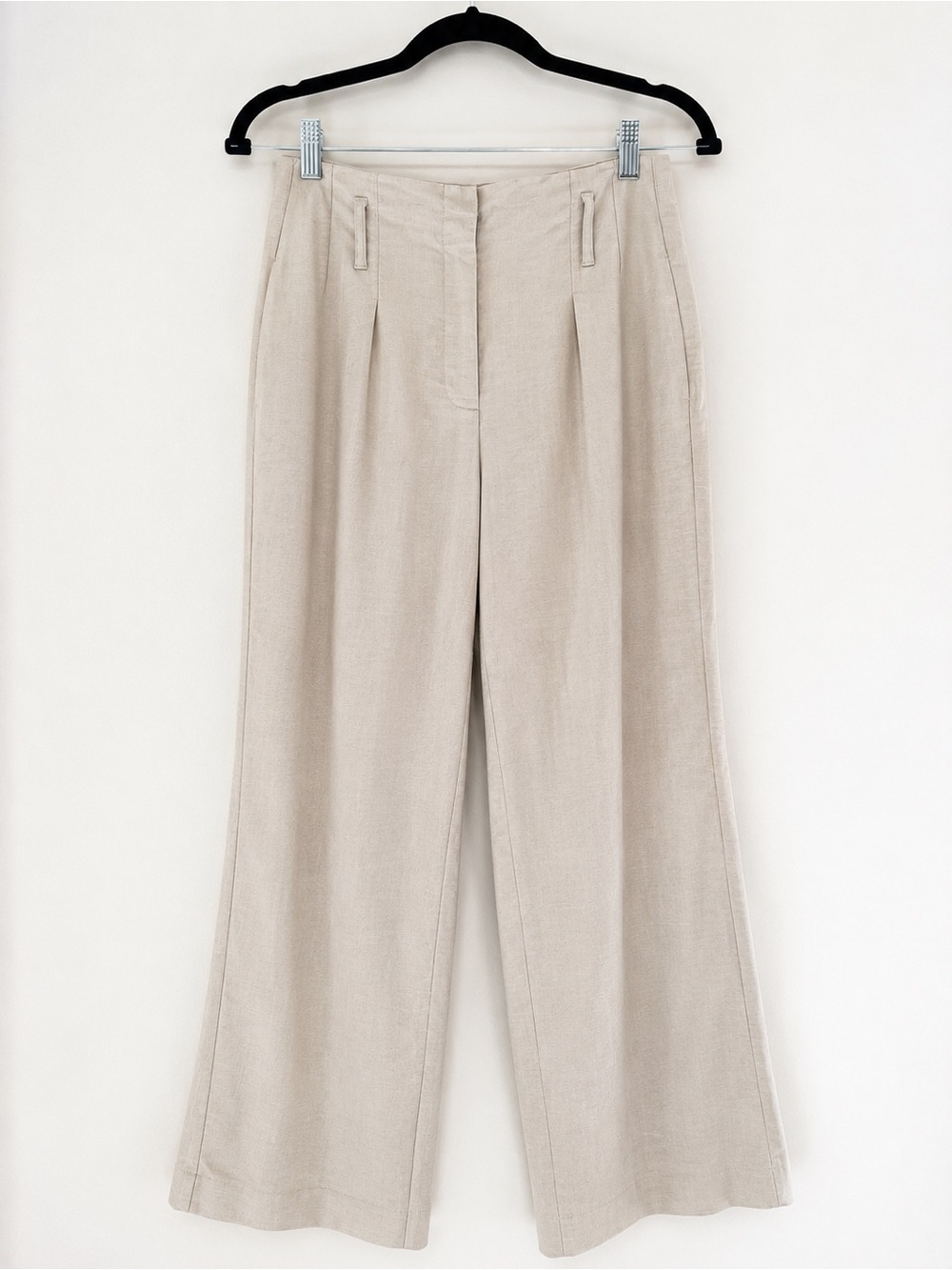 White House Black Market Wide Leg Lyocell Blend Pants Size 6 Oatmeal Beige